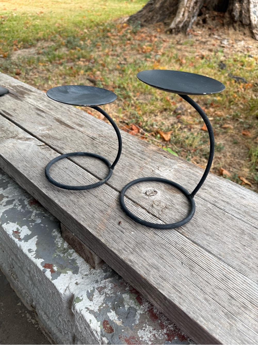 Black Metal Candle Holders Set of 2